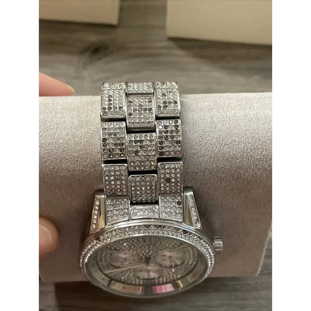 Michael Kors MK6788 Brynn Pavé Silver Chronograph Women's Watch - MSRP $495